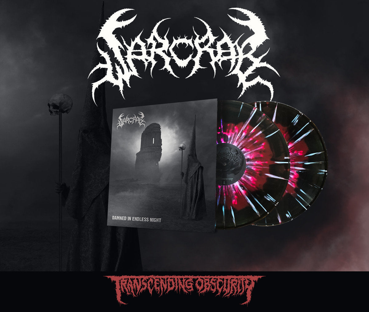 Warcrab (UK) "Damned In Endless Night LP (Red/Black Merge)" Limited Edition 12"